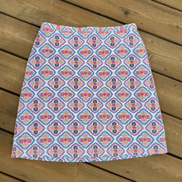 Boden size 8 Petite Geometric Print Lightweight Cotton Mini Skirt w/ POCKETS! - Picture 1 of 10